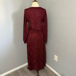 ZARA  Bloggers Fav Burgundy V-Neck Long‎ Jacquard Wrap Maxi Christmas Dress Sz M Photo 7