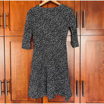 Lands' End Fit and Flare Dress Ponte Polka Dot Black White Size XS Petite Photo 4