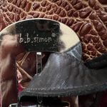 Raviani With Signed b.b.Simon Rhinestone Buckle Croc Embossed Leather Handbag. Brown Photo 3