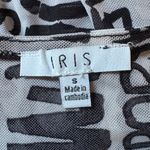 Iris Alphabet Print Sheer Mesh Long Sleeve Thong Bodysuit Size Small Photo 2