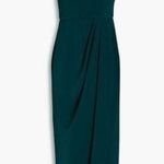 Shona joy Emerald Green Draped Satin Midi Dress Size 6 Cocktail Tulip Hem Photo 2