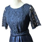 Adrianna Papell Silk and Lace Navy Blue Dress Size 8 Photo 4