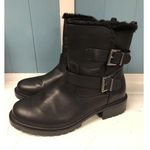 Torrid Black Faux Leather & Faux Fur Trim Lug Sole Moto Bootie (WW) 10.5 Wide Width Photo 7