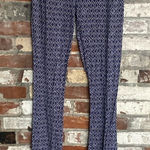 Forever 21  Blue and White Diamond Pattern Bell Bottom Pants Size M Photo 0