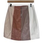 Peach Love California Mini Skirt Womens M Multicolor Faux Leather Colorblock 70s Photo 2