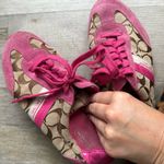 Coach  hot pink and brown suede tennis shoes Photo 3