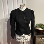 Vintage Wool 100% Norgail LTD New York Embroidered Asymmetric Wrap  Puffy Poplin Sleeve Winter warm Crop blazer cover light weight fall Work Photo 0