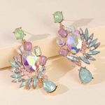 Dynasty Aurora Borealis Crystal Cluster Earrings Pink Photo 0