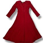 VTG 80s Ital Mode Long Sleeve Corset Back Lace Up Dress Burgundy Sz Med Photo 0