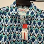 NWT Tizzie Blue White Black Teal floral pattern 3/4 Sleeve Top Tunic Dress SMALL Photo 1