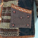 Vintage Yak Magik L Jacket Silk Art to Wear VTG Patchwork Beaded Brown Small Photo 4