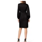 Sachin + Babi Dress Womens 6 Black Slit Sheath V Neck Balloon Sleeve Photo 2