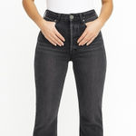 ANINE BING  frayed high-rise bootcut jeans in dark gray Photo 0