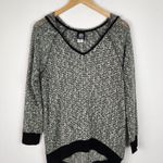 Bobeau Knit Hooded Sweater Sage Green Black Trim Semi-sheer Size M Photo 2