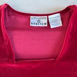 Vintage 90s Kathy Ireland Red Velvet Square Neck Holiday Top Size Medium Photo 4