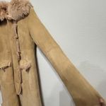 BCBGMAXAZRIA  100% Leather Sueded Shearling Coat Size Medium Old Money Mob Wife Photo 7