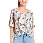 Nine Britton Floral Blouse With Split Back XL Photo 1