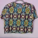 Forever 21 Vintage 90s Kaleidoscope Print Crop Top | Short Sleeve | Size S Yellow Photo 4