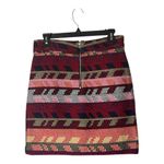 Maje  Skirt Women Medium Red Rouge Jacquard Tweed Jakarto‎ Pencil Straight Mini Photo 2