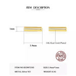 Boutique NEW Women's 14k Gold Plated‎ Dainty Gold Staple Bar Stud Earrings, 3.9mm Photo 1