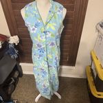 Erika Vintage Maxi Dress Size M Tropical Hawaiian Floral Sleeveless Blue 90s Photo 1