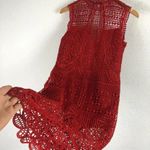 Lovers + Friends Lace Blush Red Crochet Open Back Cocktail Midi Dress Medium Photo 11