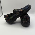 Spring Step Professional Nurse Shoes Black Clogs Flowers Sz 6M Manila Flpwer Photo 5