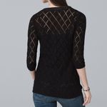 White House | Black Market NEW WHBM 3/4 Sleeve Open Knit Embellished Beaded Tunic Sweater Top Size Medium Photo 1