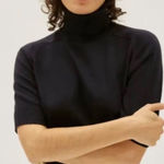 Everlane Black Cotton Merino Wool Turtleneck Tee Short Sleeve Sweater S Photo 0