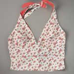 Seafolly NWT Seamolly Halter Top Floral Polka Dot Reversible Tie Crop Top Medium Photo 0