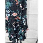 Banana Republic Floral Ruffle Midi Dress Women 14 Black Bohemian Preppy Peasant Photo 9