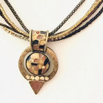 Chico's Necklace Five Strand Brown Mosaic Pendant Photo 0