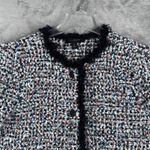 Ann Taylor Petite Tweed Jacket Womens LP Multicolor Fringe Trim Boucle Blazer Photo 3