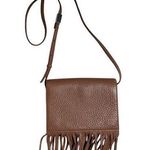 Aritzia Auxiliary Reese Brown Pebbled Leather Fringe Trim Crossbody Saddle Bag Photo 0