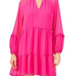Vince Camuto Women's Mini Dress Lightweight Three Tier Pink Size Large Photo 0