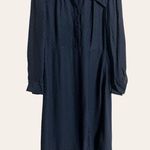 Sandro Paris Navy Blue Asymmetrical Polka Dot Long Sleeve Shirt Dress Size M Photo 0