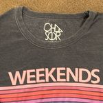 Chaser  Women’s ‘Weekends’ Pink Striped Grey Sweatshirt Photo 2