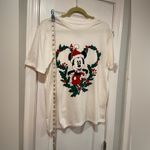 Disney NWOT Size S Micky Mouse Christmas Holly Holiday Wreath Graphic Tee Shirt Photo 6