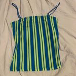 Rue 21  Blue Neon Yellowgreen Striped Tank Top Photo 0