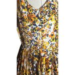 Womens Sleeveless Yellow Cheetah Animal Print Pleated Wanda Shirt Dress Size S Photo 4