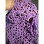American Vintage OOAK Vintage Large Hand Crocheted shawl with fringe in purple Photo 9