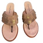 Tommy Bahama  Melita Bronze Wedge Sandals Size 9.5 Fringe Leather‎ Metallic Photo 1