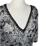 Merona black & white floral sheer kimono swimsuit coverup swimwear resort Size L Photo 1