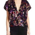 IRO Eksie Sequined Wrap Blouse Size 38 or 6 holiday party flattering maximalist Photo 0