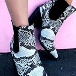 Bamboo Snakeskin Chunky Heel Slip On Bootie Photo 0