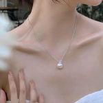 Boutique NEW Pearl Pave Simulated Diamond Necklace White Gold 925 Silver 16-18"‎ Photo 1