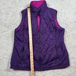 LL Bean Quilted Vest Purple Pink Reversible Full Zip Pockets Women M Petite Size M Photo 5