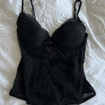 Adjustable back and straps Black lace corset top removable push up cup padding Size 8 Photo 0