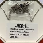 Bomb Party Necklace RBP5541 “Geometric Diva” Lemon Cubic Zirconia on Rhodium NWT Silver Photo 2