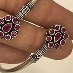 NATIVE AMERICAN 925 STERLING SILVER Navajo Stamped BRACELET Pink/Ruby Purple Photo 11